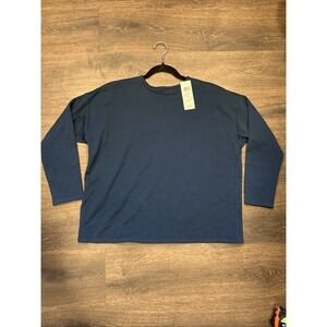 Eileen Fisher Women's Blue Storm Crew Neck Long Sleeved Shirt Size Petite M New